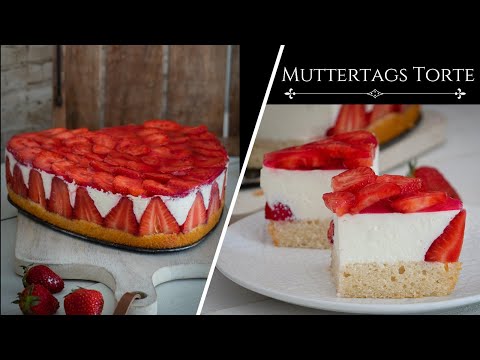 Muttertags Herz mit Erdbeeren/ mega einfach/ Wunderkuchen