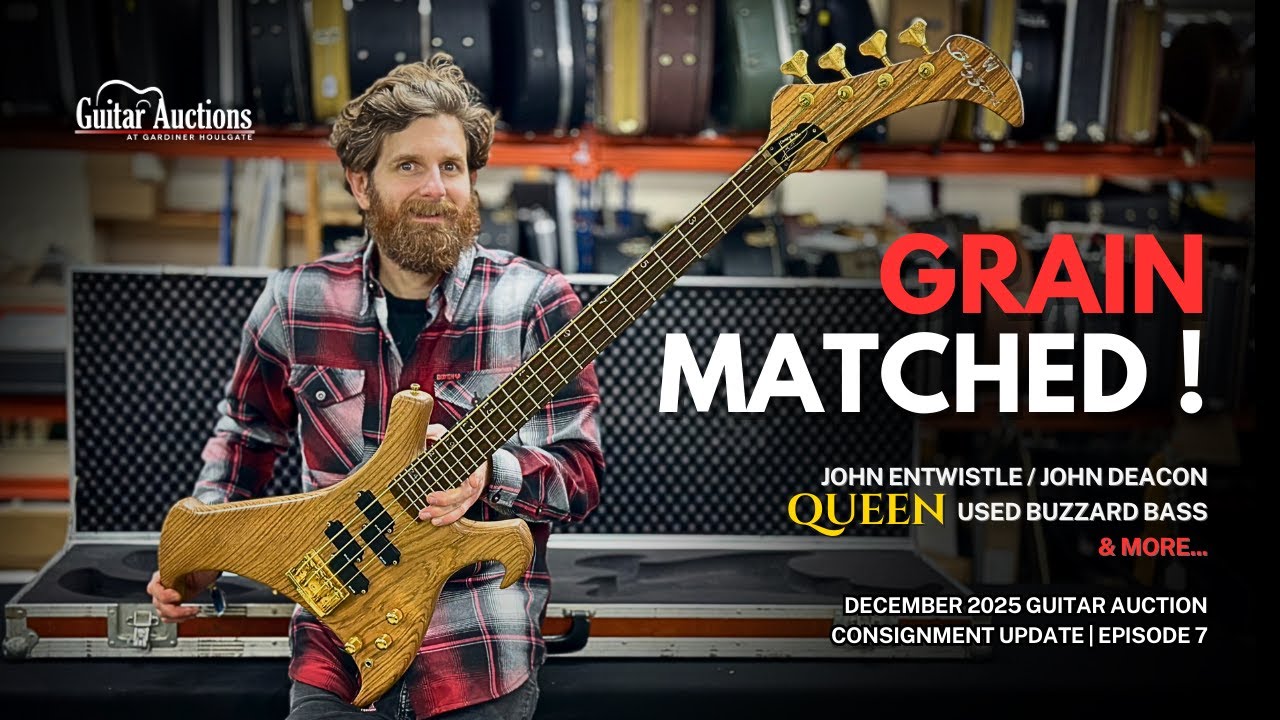 Grain-matched! Queen used Warwick Buzzard Bass & More | December 2025 Guitar Auction Update | Ep. 7 - YouTube