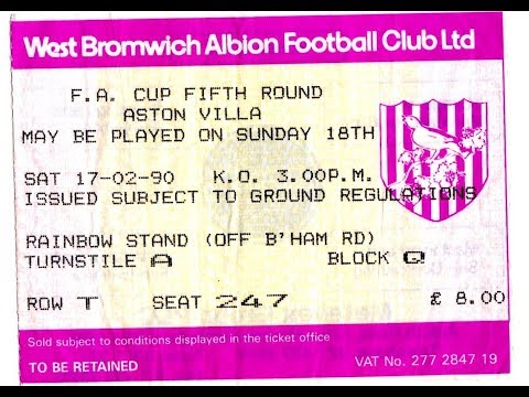 West Bromwich Albion 0 Aston Villa 2 - FA Cup 5th Rd - 17th Feb 1990