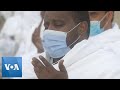 Pilgrims Pray At The Bottom Of Mount Arafat