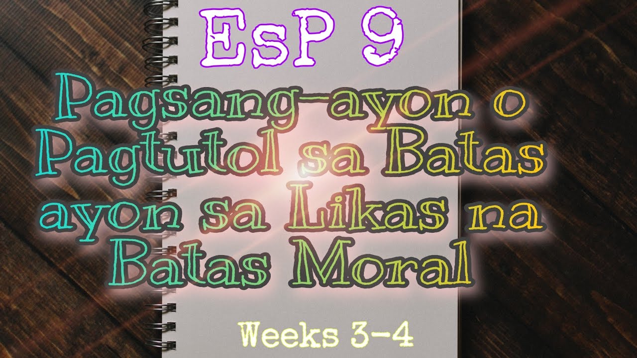 EsP 9 - Quarter 2 Pagsang-ayon o Pagtutol sa Batas ayon sa Likas na Batas Moral