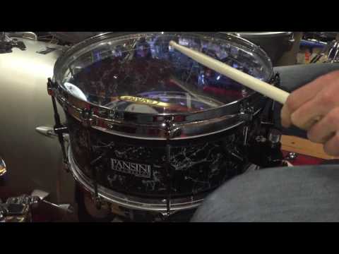 Pansini Percussion hybrid maple acrylic edge 14x7 snare drum demo