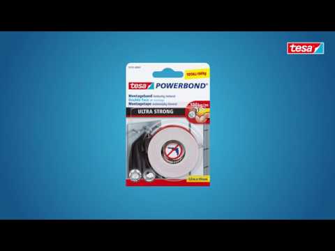 Ypač stipri dvipusė tvirtinimo juosta TESA Powerbond Ultra Strong, 19mm x 5m video