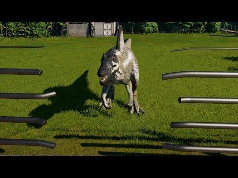 Jurassic World Evolution - T-Rex, Giganotosaurus & Spinosaurus Breakout & Fight! (1080p 60FPS)