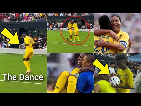 Vinicius Jr did the Ronaldinho celebration when he scored in today's Charity match Ronaldinho assist