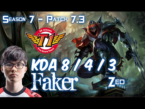 SKT T1 Faker ZED vs CASSIOPEIA Mid - Patch 7.3 KR Ranked