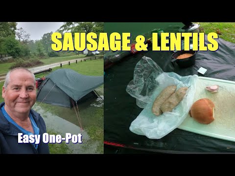Easy One-Pot Sausage & Lentil Stew | Camp Cooking for Bicycle Touring