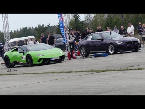 Thumbnail for 1300HP BMW M240i G42 xDrive vs Lamborghini Huracán VF800 Supercharged 1/4 mile drag race