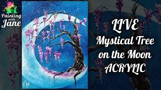 Mystical Tree on the Moon - Step by Step Acrylic Painting Tutorial