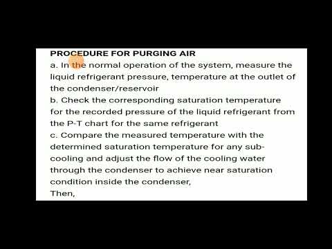 Procedure for purging air in refrigeration system