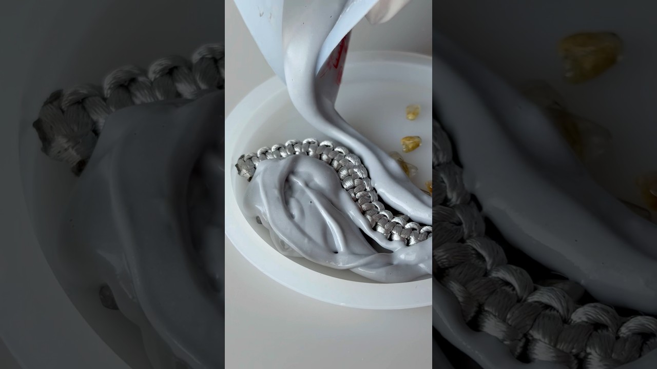 端材紐のコースター制作過程 Making of Macrame × Jesmonite coaster #マクラメ #ジェスモナイト