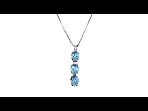 Stately Steel Crystal 3Stone RoloLink 161/2" Pendant Nec...