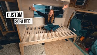 RV Renovation - Building Our CUSTOM Pull Out Couch Bed! (Ep 16)