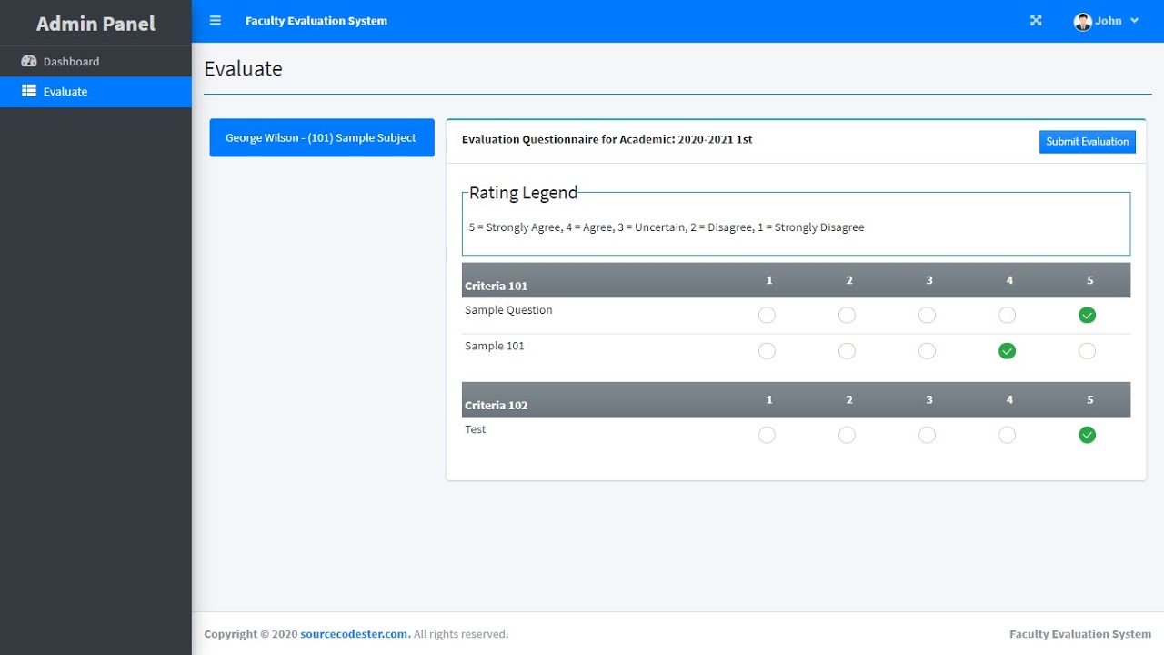 Faculty Evaluation System using PHP/MySQLi Installation Demo