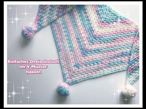EASY triangular scarf crochet in V pattern great for beginners