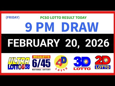 Lotto Result Today 9pm Draw February 20, 2026 PCSO