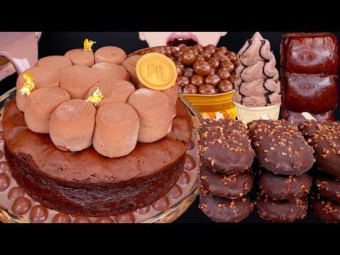 ASMR MALTESERS CHOCOLATE ICE CREAM CAKE NUTELLA DESSERT MUKBANG 초콜릿 먹방チョコレートアイスクリーム 咀嚼音EATING SOUNDS