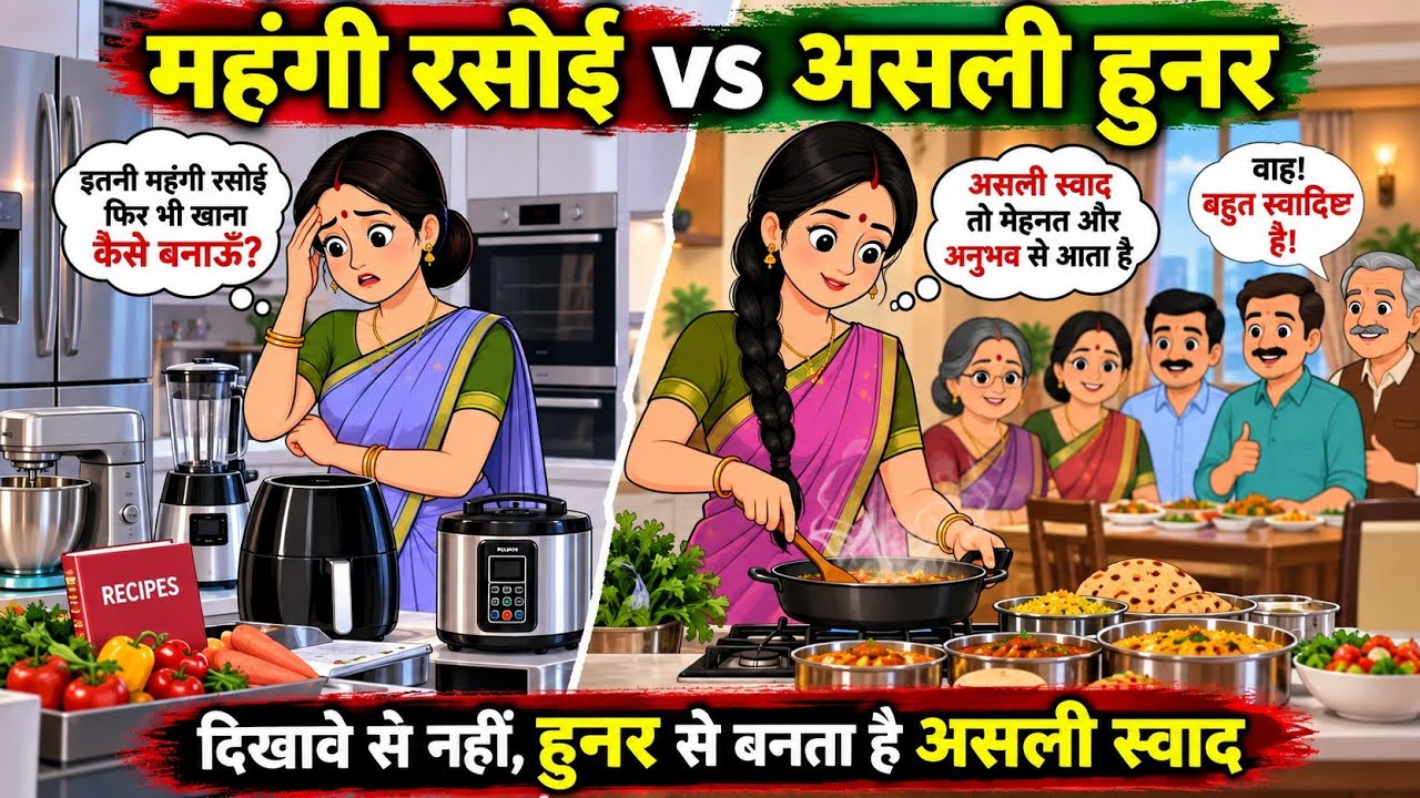 🥘 गरीब रसोई का स्वाद 🆚 अमीर रसोई का दिखावा 😱 | आखिर किसकी जीत हुई? | Hindi Moral Story