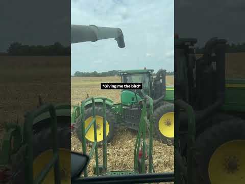She loves to run the grain cart 😂😂 #familyfarm #johndeere #harvest #corn #combine