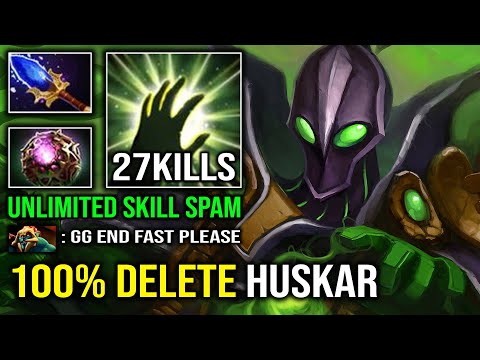 How to 100% DELETED Huskar From Mid as a Rubick Carry with 13Min Scepter Unlimited Skills Spam DotA