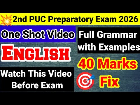 2nd PUC English Grammar Questions with Examples For Preparatory Exam 2026 Annual Exam kseab