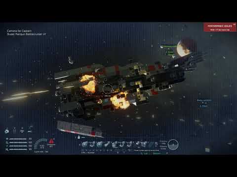 Space Engineers Super Railgun BattleCruiser V2 Firepower Showcase against an Atlas-Class Frigate