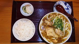 【飯動画】　ビルマうどん（ご飯、漬物）セット　「うどん屋花千里」