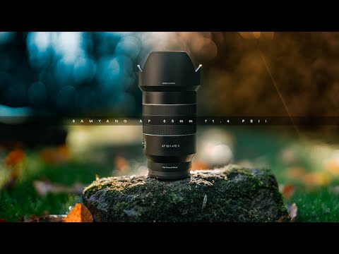 Black samyang 35mm f/1.4 af ii lens for sony e-mount cameras