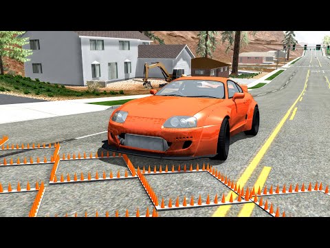 Massive Spike Strip Pileup Crashes #42 – BeamNG Drive | CrashBoomPunk