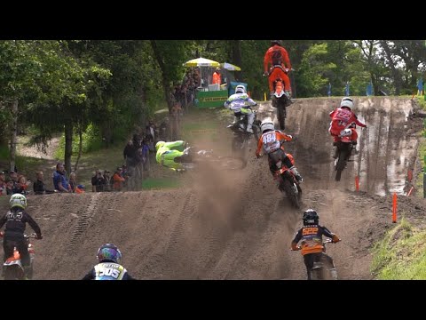 Three Riders Fighting for the Title - 85cc action from the Dutch Masters of Motocross in Oldebroek