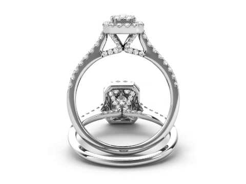 3/4 Carat Diamond Emerald Shape Composite Engagement Ring in 10k White Gold