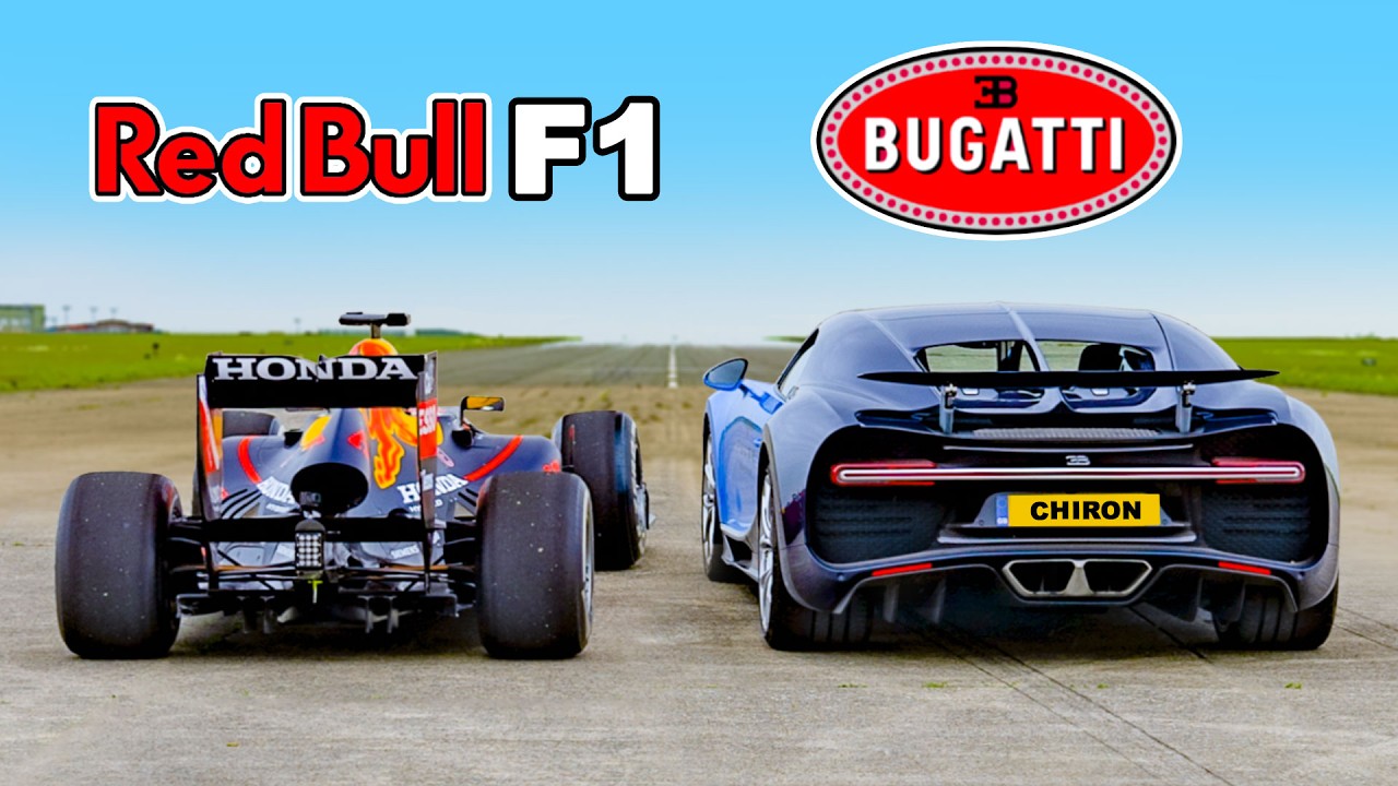 Bugatti Chiron跟F1賽車拼直線加速 究竟誰輸誰贏?