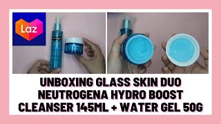 NEUTROGENA GLASS SKIN DUO HYDRO BOOST CLEANSER WATER GEL 145ML + WATER GEL 50G UNBOXING