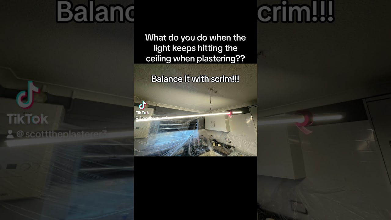 Plastering tip!! When the light won’t stop hitting the ceiling balance it out with scrim 😂