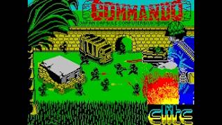 ZX Spectrum Commando with the pumping thumping Rob Hubbard C64 music.