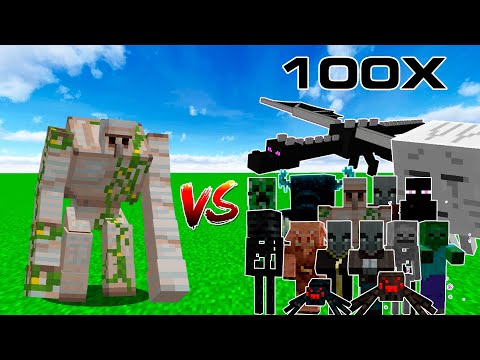 New Mutant Iron Golem vs All Mobs 100X in Minecraft - All Mobs vs Iron Golem Mutant - Epic Battle