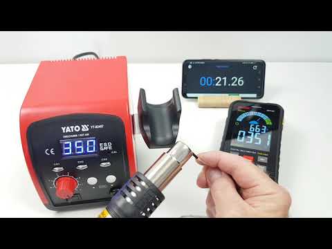 Фен-станция YATO 750 Вт, 100-500 °C, 120 л/мин, LCD, 4 форсунки Фен-станция YATO 750 Вт, 100-500 °C, 120 л/мин, LCD, 4 форсунки