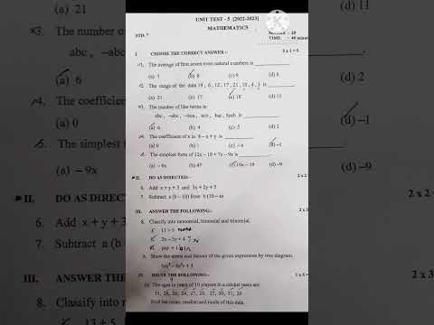 Std 7 | maths unit test