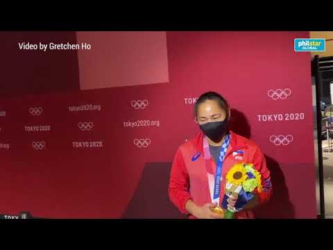 Hidilyn Diaz answers journalists' questions after Olympic gold feat