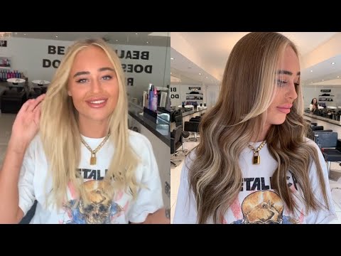 Reverse Balayage | Bleach blonde to Mushroom Bronde Money Piece using REDKEN SHADES EQ