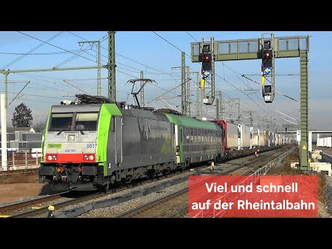 Rheintalbahn in Müllheim: Berauschender schneller Güter- und Fernverkehr, bwegt Züge & Regiozug SNCF