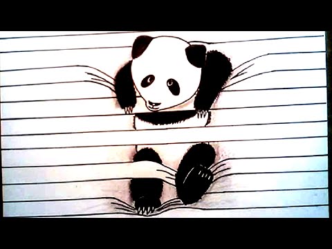 HOW TO DRAW PANDA 3D Drawing Lined Paper Art Trick