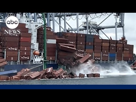 Operations suspended at California port after cargo containers tumble off ship