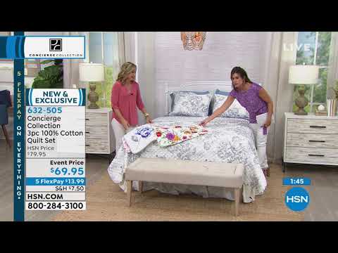 Concierge Collection 3piece 100% Cotton Quilt Set