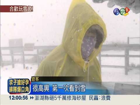 合歡山銀白世界 遊客開心玩雪仗