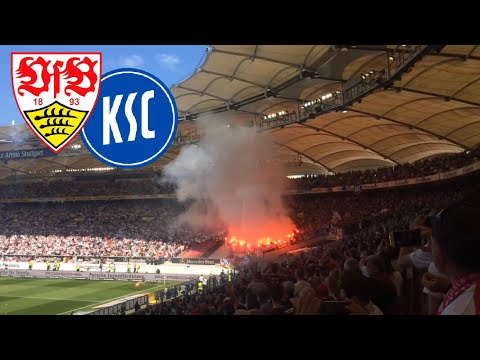 VFB Stuttgart vs. Karlsruher SC KSC - Bengalos - Ausschreitungen der Ultras / Spielabbruch
