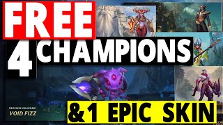 HOW to GET 4 FREE CHAMPIONS & EPIC SKIN in League of LEGENDS WILD RIFT!