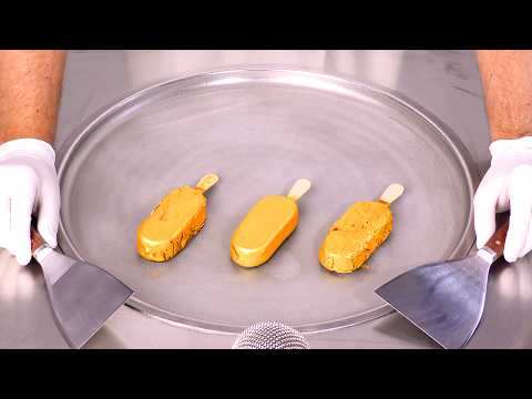 How to Make GOLDEN MAGNUM POPSICLES to Ice Cream Rolls | ASMR (no talking)