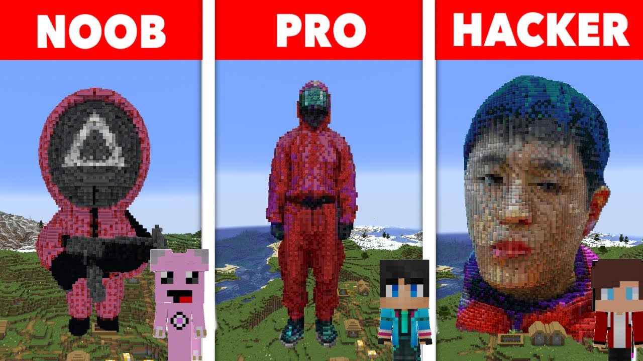 NOOB VS PRO VS HACKER Minecraft Pixel art✨Squid Game1