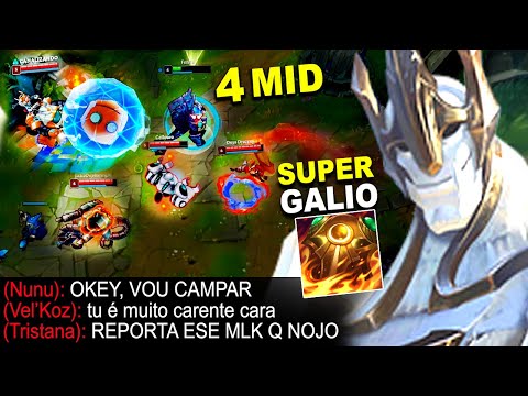 SUPER GALIO TENTARAM ME TILTAR CAMPANDO POR FIM O TIME INIMIGO FICOU TILTADO | GALIO VS VEL'KOZ MID